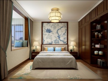中式风格90平两居室装修效果图